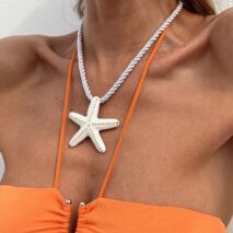 Beach Style Enamel Starfish Pendant Necklace - ArtGalleryZen