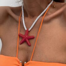 Beach Style Enamel Starfish Pendant Necklace - ArtGalleryZen