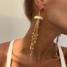 Beach Style Jellyfish Crystal Tassel Earrings - ArtGalleryZen