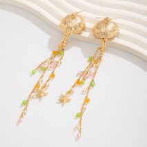 Beach Style Jellyfish Crystal Tassel Earrings - ArtGalleryZen