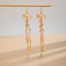 Beach Style Jellyfish Crystal Tassel Earrings - ArtGalleryZen