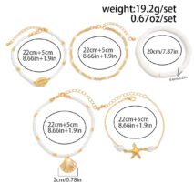 Beach Style Layered Shell Starfish Charm Seed Bead Anklet Set - ArtGalleryZen