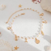 Beach Style Mermaid Tail Conch Shell Pendant Pearl Chain Necklace - ArtGalleryZen