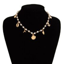 Beach Style Mermaid Tail Conch Shell Pendant Pearl Chain Necklace - ArtGalleryZen