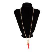 Beach Style Red Coral Conch Pendant Necklace Earrings Set - ArtGalleryZen