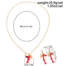 Beach Style Red Coral Conch Pendant Necklace Earrings Set - ArtGalleryZen