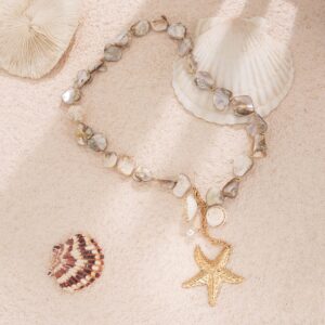 Beach Style Starfish Pendant Conch Chain Y Necklace Bracelet - ArtGalleryZen