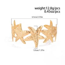 Beach Style Textured Starfish Open Bangle Bracelet - ArtGalleryZen