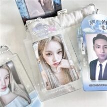 Blue Rain Forest Winter Snow Kpop Keychain Photocard Holder - ArtGalleryZen
