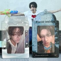 Blue Rain Forest Winter Snow Kpop Keychain Photocard Holder - ArtGalleryZen