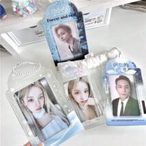 Blue Rain Forest Winter Snow Kpop Keychain Photocard Holder - ArtGalleryZen