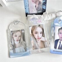 Blue Rain Forest Winter Snow Kpop Keychain Photocard Holder - ArtGalleryZen