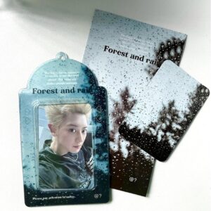 Blue Rain Forest Winter Snow Kpop Keychain Photocard Holder - ArtGalleryZen