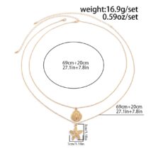 Bohemia 2pcs Gold Silver Tone Shell Starfish Charm Belly Chain Set - ArtGalleryZen