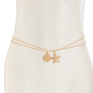 Bohemia 2pcs Gold Silver Tone Shell Starfish Charm Belly Chain Set - ArtGalleryZen