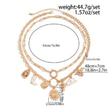 Bohemia 2pcs Gold Tone Sun Enamel Boot Cowboy Hat Charm Necklace Set - ArtGalleryZen