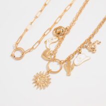 Bohemia 2pcs Gold Tone Sun Enamel Boot Cowboy Hat Charm Necklace Set - ArtGalleryZen