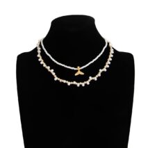 Bohemia 2pcs Mermaid Tail Pendant Pearl Seed Beaded Necklace Set - ArtGalleryZen