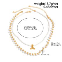 Bohemia 2pcs Mermaid Tail Pendant Pearl Seed Beaded Necklace Set - ArtGalleryZen
