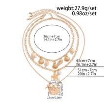 Bohemia 3pcs Conch Shell Starfish Pearl Pendant Necklace Set - ArtGalleryZen