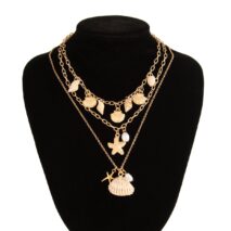 Bohemia 3pcs Conch Shell Starfish Pearl Pendant Necklace Set - ArtGalleryZen