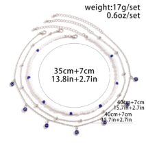 Bohemia 3pcs Evil Eye Tassel Seed Bead Chain Necklace Set - ArtGalleryZen