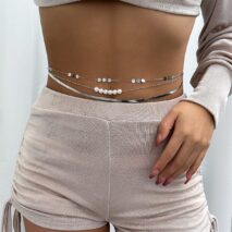Bohemia 3Pcs Layered Herringbone Pearl Belly Chain Set - ArtGalleryZen