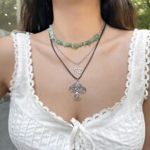 Bohemia 3Pcs Mushroom Star Pendant Turquoise Stone Necklace Set - ArtGalleryZen