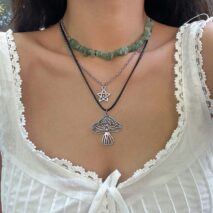 Bohemia 3Pcs Mushroom Star Pendant Turquoise Stone Necklace Set - ArtGalleryZen