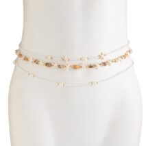 Bohemia 3pcs Pearl Conch Starfish Seed Beaded Waist Chain Set - ArtGalleryZen