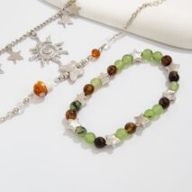 Bohemia 3pcs Sun Star Mushroom Charm Glass Beaded Bracelet Set - ArtGalleryZen