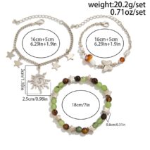 Bohemia 3pcs Sun Star Mushroom Charm Glass Beaded Bracelet Set - ArtGalleryZen