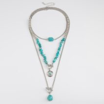 Bohemia 3pcs Toggle Clasp Turquoise Round Disc Pendant Necklace Set - ArtGalleryZen