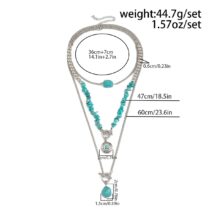 Bohemia 3pcs Toggle Clasp Turquoise Round Disc Pendant Necklace Set - ArtGalleryZen