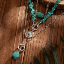 Bohemia 3pcs Toggle Clasp Turquoise Round Disc Pendant Necklace Set - ArtGalleryZen