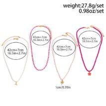 Bohemia 4pcs Mermaid Shell Enamel Flower Pendant Seed Beaded Necklace Set - ArtGalleryZen