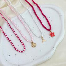 Bohemia 4pcs Mermaid Shell Enamel Flower Pendant Seed Beaded Necklace Set - ArtGalleryZen