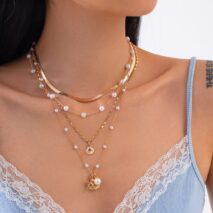 Bohemia 4pcs Shell Starfish Charm Pearl Snake Chain Necklace Set - ArtGalleryZen