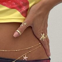 Bohemia 4pcs Starfish Shell Stackable Open Ring Set - ArtGalleryZen