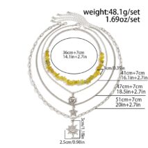 Bohemia 4pcs Sun Moon Star Pendant Crystal Stone Necklace Set - ArtGalleryZen