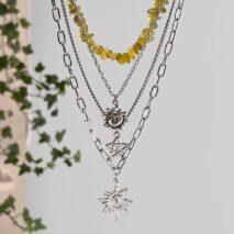 Bohemia 4pcs Sun Moon Star Pendant Crystal Stone Necklace Set - ArtGalleryZen