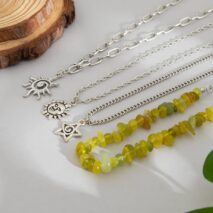 Bohemia 4pcs Sun Moon Star Pendant Crystal Stone Necklace Set - ArtGalleryZen