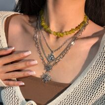 Bohemia 4pcs Sun Moon Star Pendant Crystal Stone Necklace Set - ArtGalleryZen
