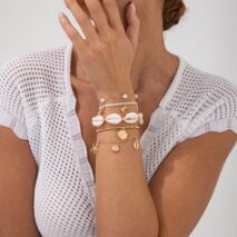 Bohemia 5pcs Dolphin Conch Starfish Charm Seed Beaded Bracelet Set - ArtGalleryZen