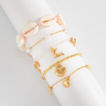 Bohemia 5pcs Dolphin Conch Starfish Charm Seed Beaded Bracelet Set - ArtGalleryZen