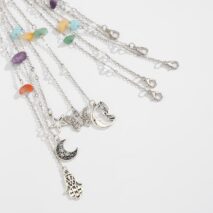Bohemia 5pcs Moon Star Butterfly Charm Long Crystal Stone Chain Hair Braids Ring Set - ArtGalleryZen