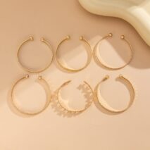 Bohemia 6pcs  Flower Heart Star Pattern Open Bangle Bracelet Set - ArtGalleryZen