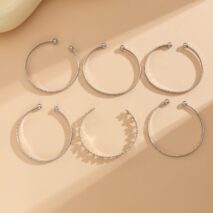 Bohemia 6pcs  Flower Heart Star Pattern Open Bangle Bracelet Set - ArtGalleryZen