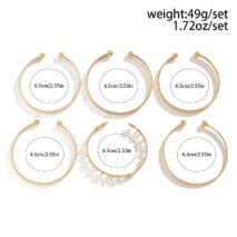 Bohemia 6pcs  Flower Heart Star Pattern Open Bangle Bracelet Set - ArtGalleryZen