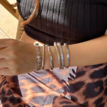 Bohemia 6pcs  Flower Heart Star Pattern Open Bangle Bracelet Set - ArtGalleryZen